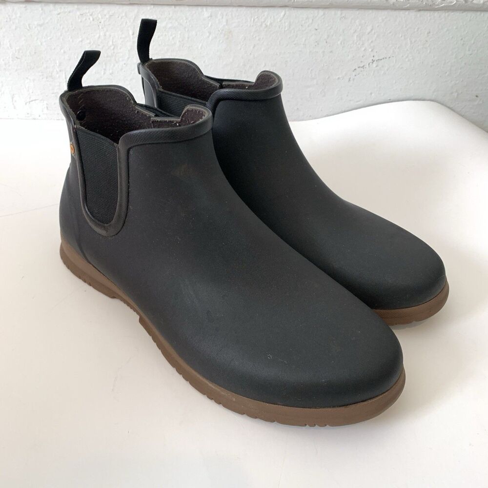 Bogs Womens 11 Amanda II Ankle Rain Boots Black Rubber Waterproof Garden